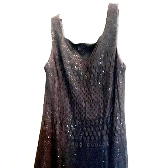 Black double-layered lace and sequins maxi dress - Picture 2 of 16